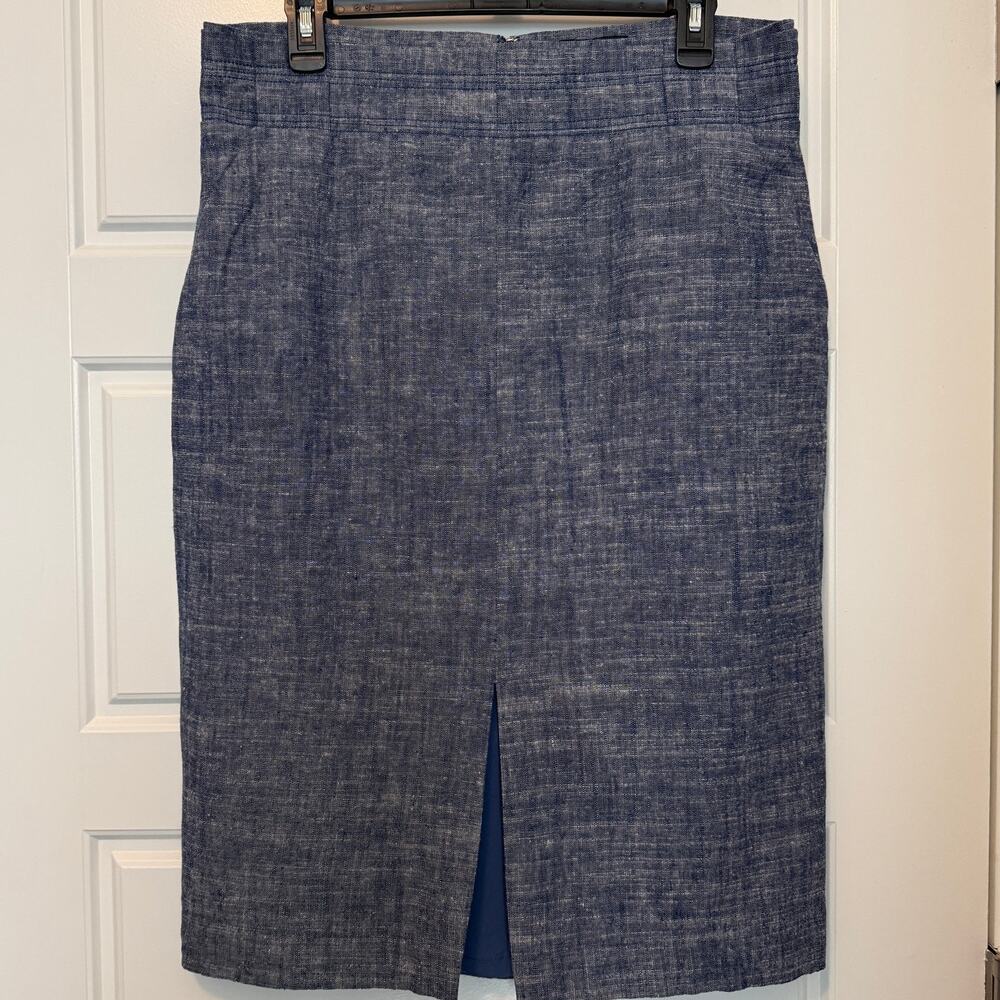 Ann Taylor Chambray Skirt Front Slit Size 12